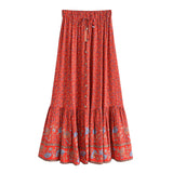 Boho Skirt, Hippie Skirts, Maxi Skirt,Lucille Dwarf in Green, Red and Orange