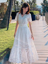 Maxi Dress, Boho Dress, Sundress, White Lace Dandelion