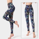 Yoga Legging, Yoga Pants, Boho Legging, Tight with Pocket Forrest in Blue Green Bird