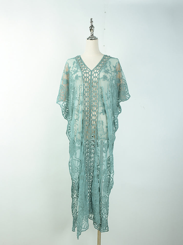 Beach Robe, Lace Cover Up, Lilith in Green, and Blue