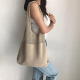 Boho Bag, Tote Bags, Crochet Tote, Knitted Shopper Handbags in Black, Beige, Brown and 10 colors