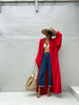 Boho Robe, Beach Cover up, Beach Robe,Vera in Red, Blue and Beige