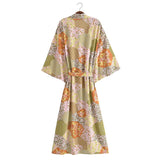 Boho Robe, Kimono Robe,  Beach Cover up, Maryam in Orange, Green and Pink