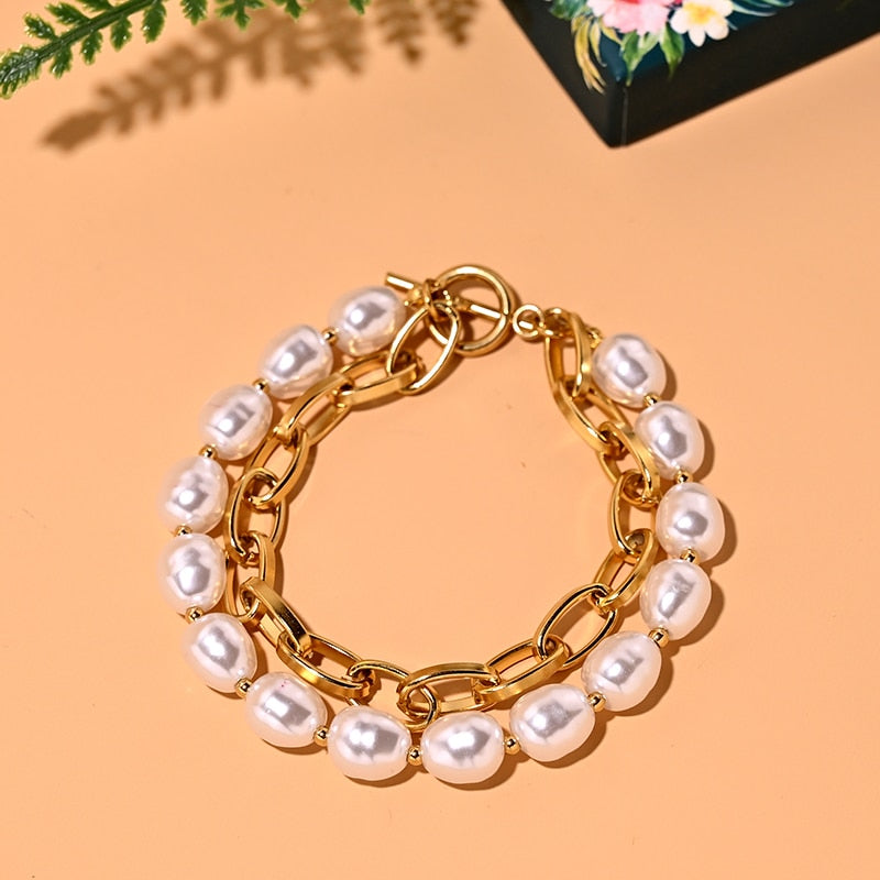 Boho Bracelet, White Puka Shell Bracelet, Gold Chain