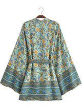 Boho Robe, Kimono Robe,  Beach Cover up, Short Robe, Claire in White, Green, Blue