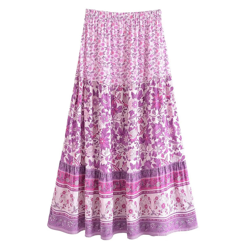 Boho Skirt, Hippie Skirts, Maxi Skirt,  Scilla Elise in Pink and Blue