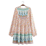 Boho Mini Dress, Tunic Dress, Sundress, Valley of Flowers 4 Colors
