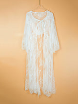 Beach Robe, Hooded Cover Up, Elsie in White Lace
