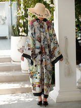 Boho Robe, Kimono Robe, Silk robe, Beach Cover up, White Dream Catcher
