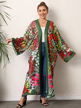 Boho Robe, Kimono Robe, Silk robe, Beach Cover up, Greenery Galore