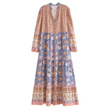 Maxi Dress, Boho Gown Dress, Scilla Elise in Pink and Blue