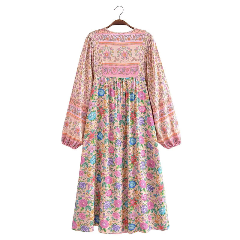 Gown Dress, Boho Maxi Dress, Loose Dress, Elliana Flower Wild Rose Boho Gown Dress, Boho Maxi Dress, Loose Dress, Elliana Flower Wild Rose Boho