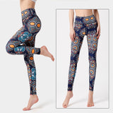 Yoga Legging, Yoga Pants, Boho Legging, Tight with Pocket Forrest in Brown Blue