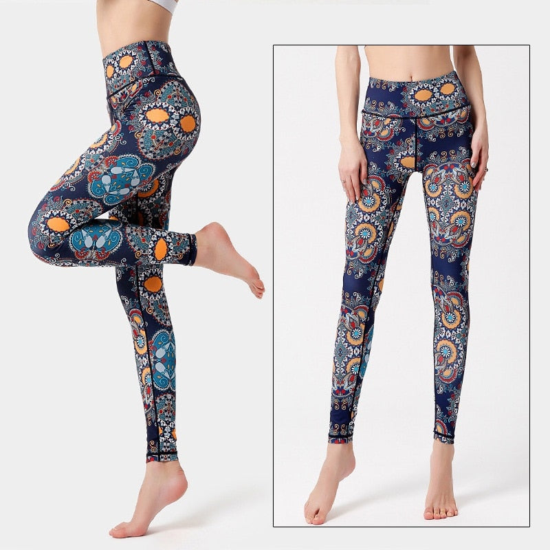 Yoga Legging, Yoga Pants, Boho Legging, Tight with Pocket Forrest in Black Red Flower