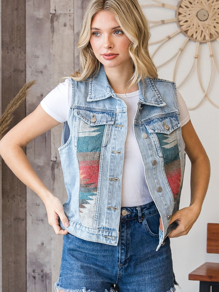 Boho Vest, Denim Vest Women, Felix, Fast Shipping