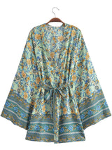 Boho Robe, Kimono Robe,  Beach Cover up, Short Robe, Claire in White, Green, Blue
