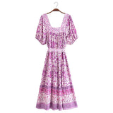 Boho Midi Dress, Sundress, Scilla Elise in Pink and Blue