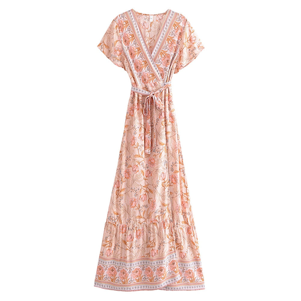 Boho Maxi Dress, Wild Rose in Pink Old Rose Pink / M