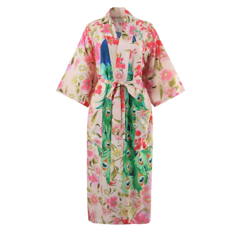 Boho Robe, Kimono Robe, Beach Cover up, Esme Peacock in Pink