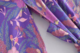 Boho Robe, Kimono Robe,  Beach Cover up, Short Robe, Alyssa Forest in Brown and Purple