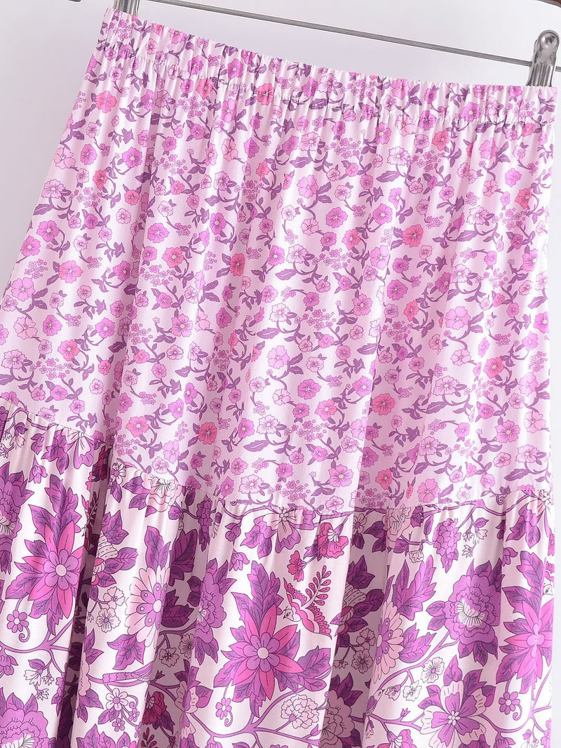 Boho Skirt, Hippie Skirts, Maxi Skirt,  Scilla Elise in Pink and Blue