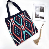 Boho Bag, Tote Bags, Crochet Tote, Knitted Shopper Handbags, Aztec Gypsy in 4 colors