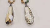Boho Necklace, RH Antique Drop Crystal Lava Stone