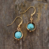 Boho Earrings, Dangle Earrings, Moon Blue Turquoise, Jasper, Lava - Wild Rose Boho