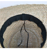 Boho Hat, Sun Hat, Beach Hat, Wide Brim Seagrass Sun Hat, Black Ribbon - Wild Rose Boho