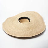 Boho Hat, Sun Hat, Beach Hat, Extra Wide Brim Straw Hat (25 cm), Raffia Dome and Flat - Wild Rose Boho