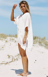 Mini Dress, Beach Dress, White Tunic Jane - Wild Rose Boho