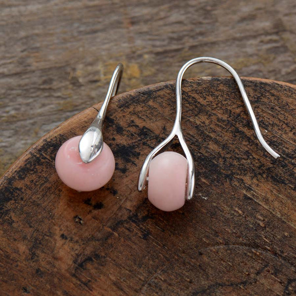 Boho Earrings, Dangle Earrings, Pink Opal and Jaspers - Wild Rose Boho