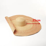 Boho Hat, Sun Hat, Beach Hat, Extra Wide Brim Straw Hat (25 cm), Stripe 2 Colors - Wild Rose Boho