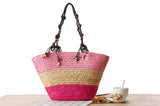 Boho Bag, WovenStraw Basket Bag, Rattan Bag, Blue Starfish - Wild Rose Boho