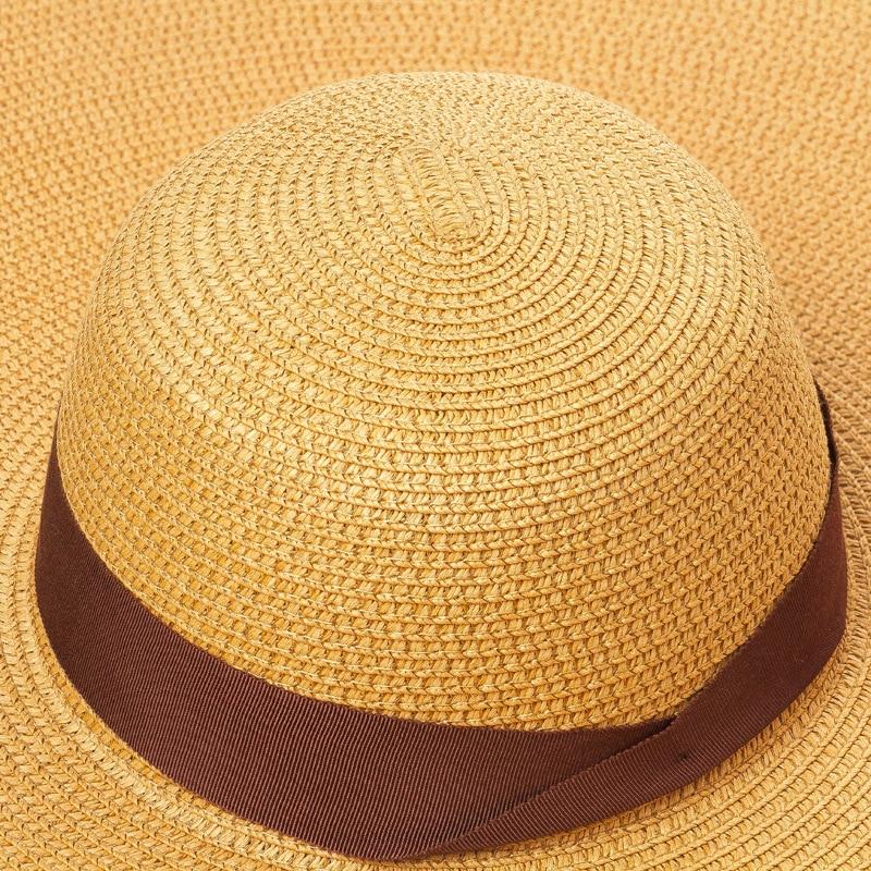 Boho Hat, Sun Beach Hat, Extra Large Wide Brim Straw Hat, Ribbon, 3 colors (Soft, 30 cm) - Wild Rose Boho
