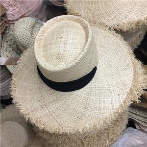 Boho Hat, Sun Hat, Beach Hat, Fringed Wide Brim Raffia Straw Hat, Ribbon - Wild Rose Boho