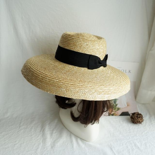 Boho Hat, Straw Hat, Floppy Vintage Hat, Linda White BLack Bow - Wild Rose Boho