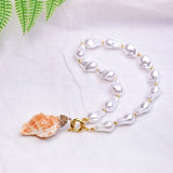 Boho Necklace, White Peal Sea Shell - Wild Rose Boho
