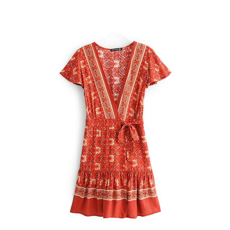 Mini Dress, Sundress, Indian Red - Wild Rose Boho