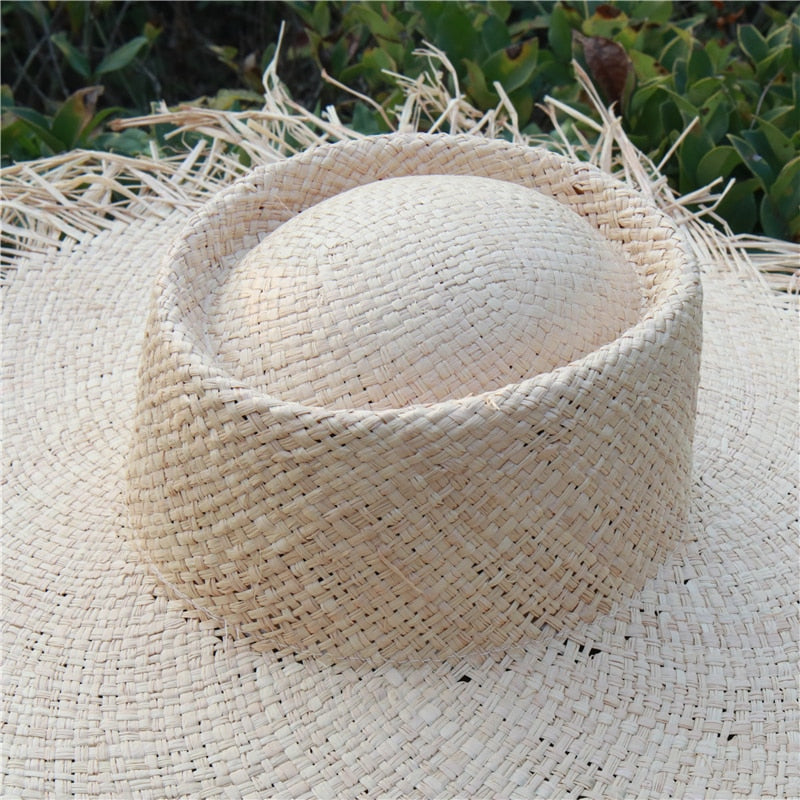 Boho Hat, Sun Hat, Beach Hat, Wide Brim Hat, Straw Hat, White Vanilla - Wild Rose Boho