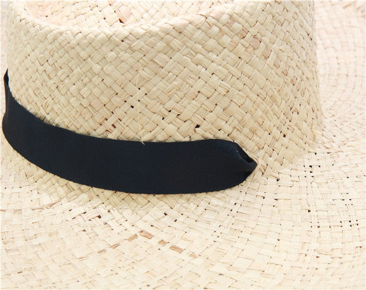 Boho Hat, Sun Hat, Beach Hat, Wide Brim Hat , Straw Hat, Black Ribbon - Wild Rose Boho