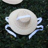Boho Hat, Sun Hat, Sun Beach Hat, Brim Straw Hat 10 cm, Black, White, Orange Ribbon - Wild Rose Boho