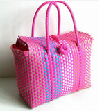 Boho Bag, Woven Plastic Basket Bag, Blue Beach - Wild Rose Boho
