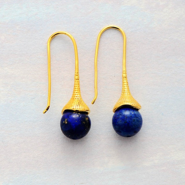 Boho Earrings, Dangle Earrings, Blue Lapis and Tiger Eye - Wild Rose Boho