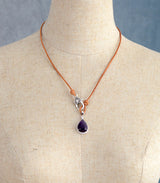 Boho Necklace, Purple Amethyst Teardrop Pendant - Wild Rose Boho