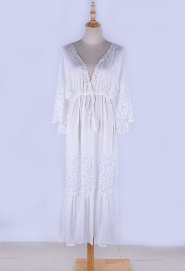 Beach Dress, Cover up Dress,, Maxi Boho Dress, White Lace Sophia – Wild ...