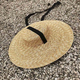 Boho Hat, Sun Hat, Beach Hat, Wide Brim Straw Hat 12, 15 and 18 cm, Black and White Ribbon - Wild Rose Boho