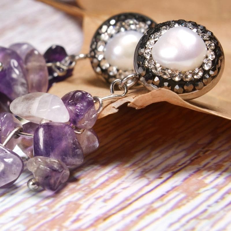 Boho Earrings, Dangle Earrings, Lavender Purple - Wild Rose Boho