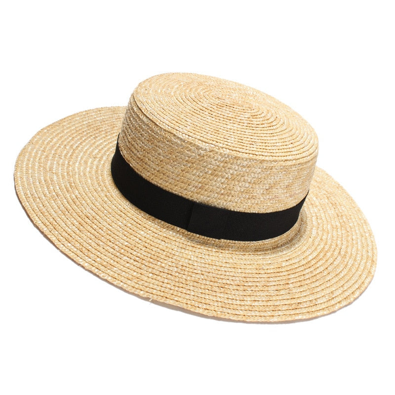 Boho Hat, Sun Beach Hat, Straw Bucket Hat, Claire with Black Bow - Wild Rose Boho