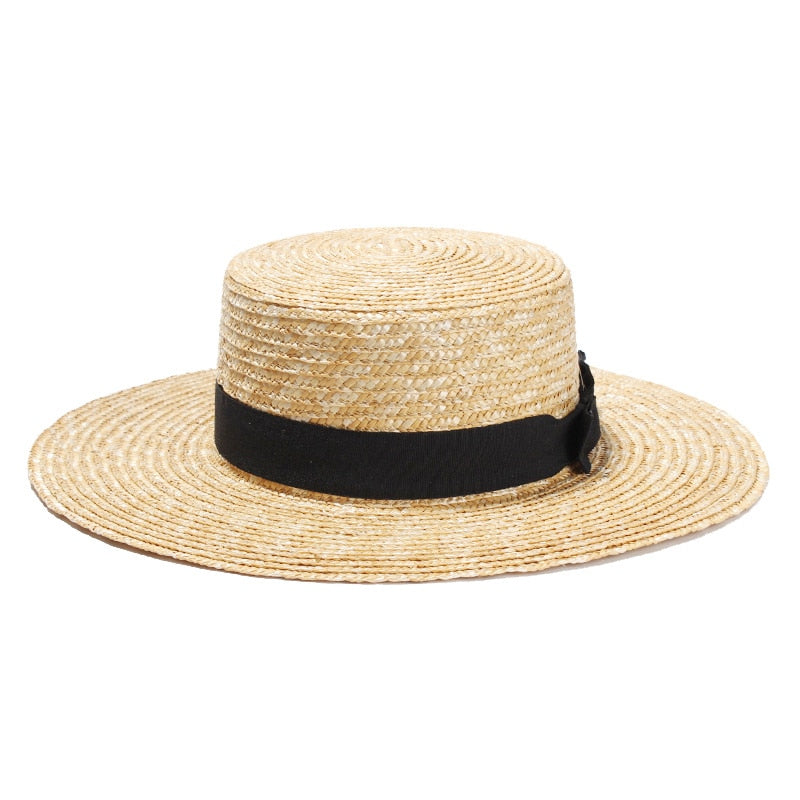 Boho Hat, Sun Beach Hat, Straw Bucket Hat, Claire with Black Bow - Wild Rose Boho